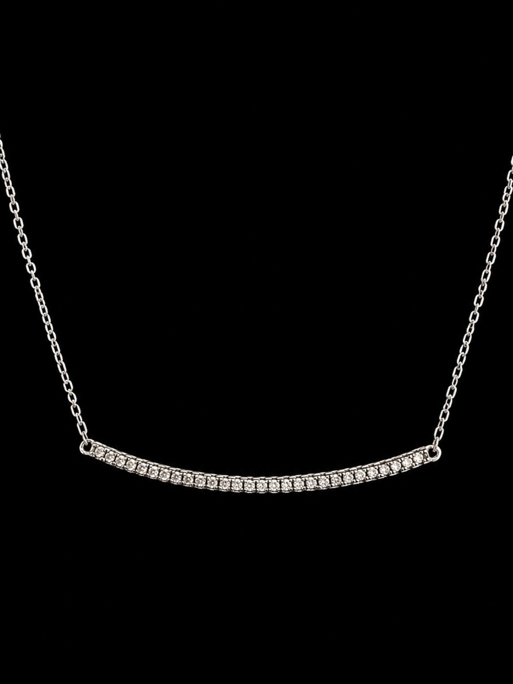 Dyadema 925 Italy Sterling Silver Adjustable CZ Bar Necklace